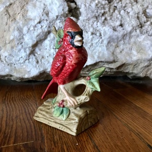 Vintage Keramik Kardinal auf Zweig Figur #A128 | wilde Vögel | Landhauskern