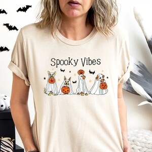 Halloween Spooky Vibes  Shirt, Ghost Dog Sweatshirt, Ghost Shirt, Retro Spooky Season