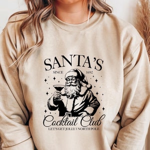 Santas Cocktail Club Christmas Sweatshirt, Espresso Martini Dirty Martini Christmas Shirt, Funny Christmas T-Shirt, Brewdolph Bachelorette