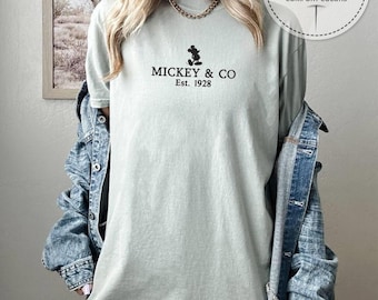 Embroidery Comfort Colors, Embroidered Mickey & Co Est. 1928 Shirt, Disney Inspired Embroidery Tee, Disney Fans Gift, Disney Vacation Shirt