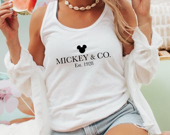 Retro Mickey & Co Tank Top, Vintage Disney Tank Top for Her, Mickey Est. 1928 Tank Top, Mickey And Friends Tank, Disney Family Tank Top