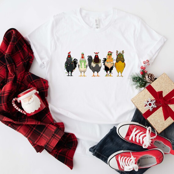 Chicken Christmas Lights Shirt Chicken Christmas Sweatshirt Farm Animal Christmas Shirt Funny Chicken Lover Xmas Tee Farmer Christmas