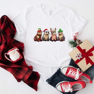 Christmas Otters Lights Sweatshirt, Christmas Otters Shirt, Otter Lover Christmas Gifts, Sea Animal Christmas Crewneck, Funny Xmas Gifts