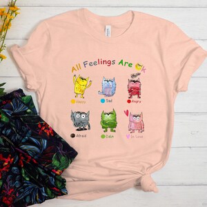 All Feelings Are Ok Monster Shirt All Feelings Sweatshirt Mental Health Awareness Tee Teacher Shirt Love Yourself T-Shirt Colorful Monsters Bild 2