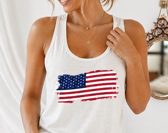 USA Flag Tank Top, USA Tank, 4th of July Tank, Patriotic Tank Top, American Flag Tank, USA Shirt Gift, Red White Blue Tank