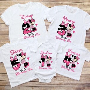 Disney Birthday Girl Shirts, Custom First Birthday Age Family Shirts, Girl birthday shirt, Family Minnie birthday Tee,Matching Minnie shirt