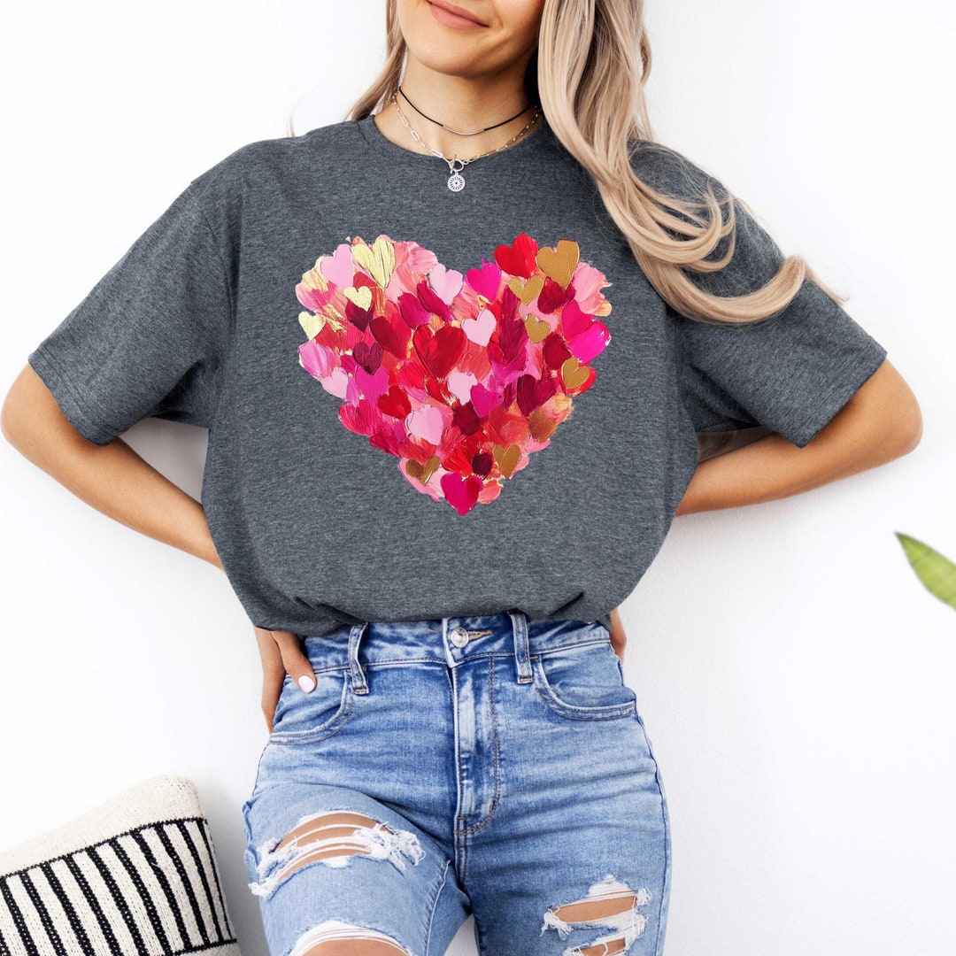 Heart to Heart Relaxed French Terry Vest – Short Sleeve Valentine’s Heart Print Top main image 1
