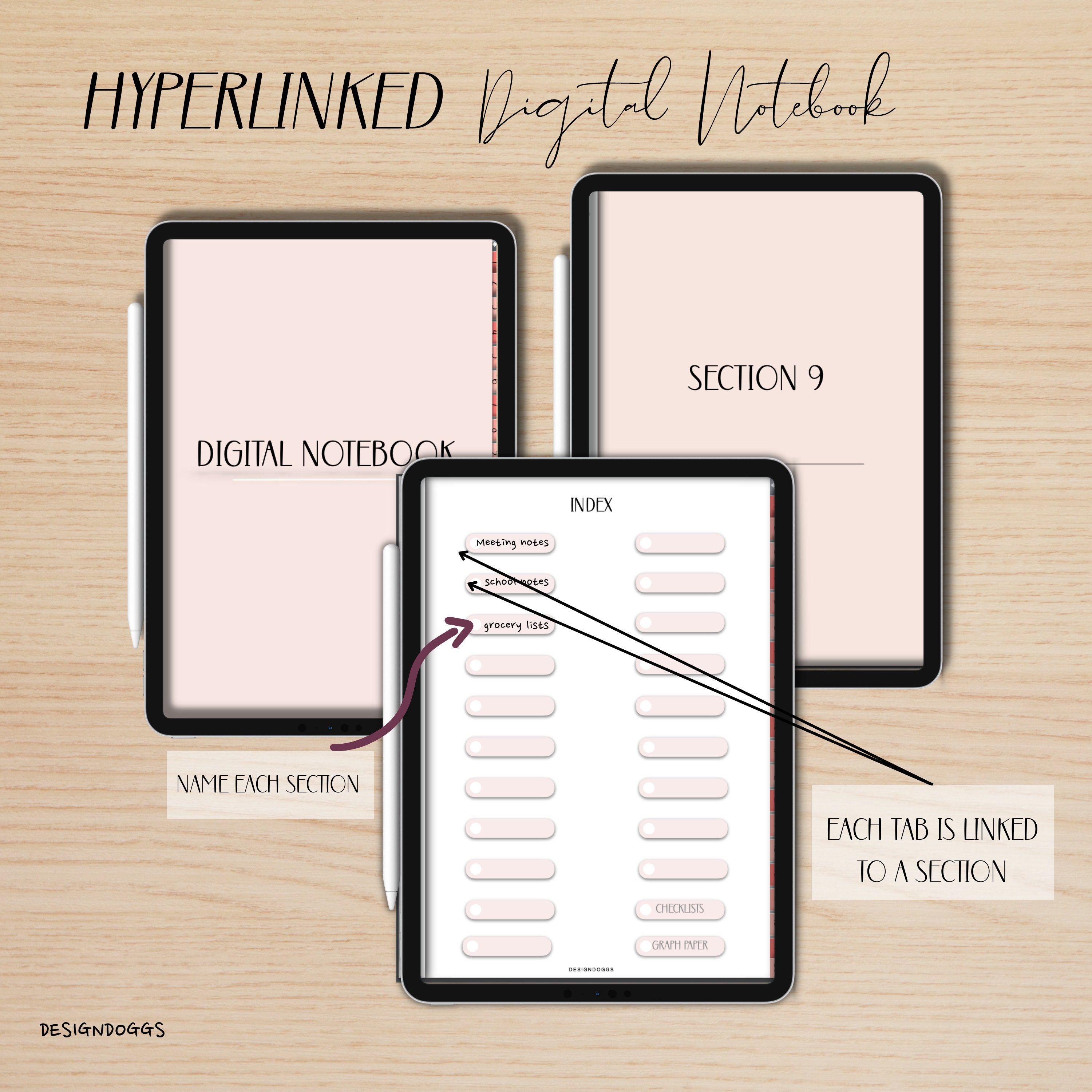 NEW! Digital Hyperlinked Notebook- for Ipad/tablet -goodnotes, Note ...