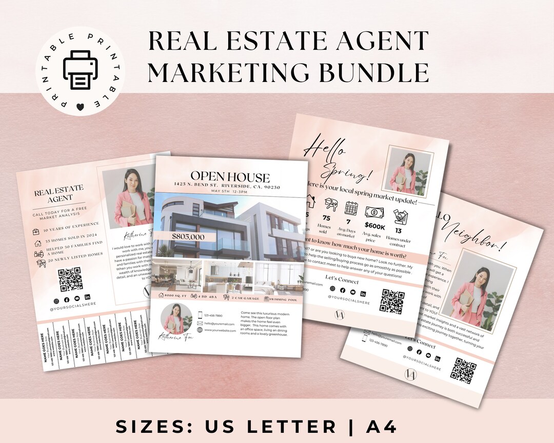 Real Estate Marketing Bundle: Realtor Flyer Templates (canva, Digital ...