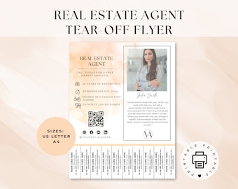 Professional Realtor Marketing Flyer| Real Estate Agent Tear-Off Flyer Template + Bonus Marketing Template|Canva template| Realtor marketing