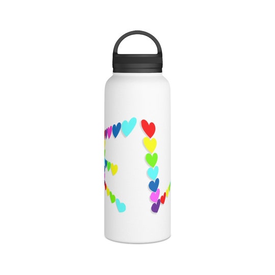 Love/ heart themed Stainless Steel Water Bottle, Handle Lid