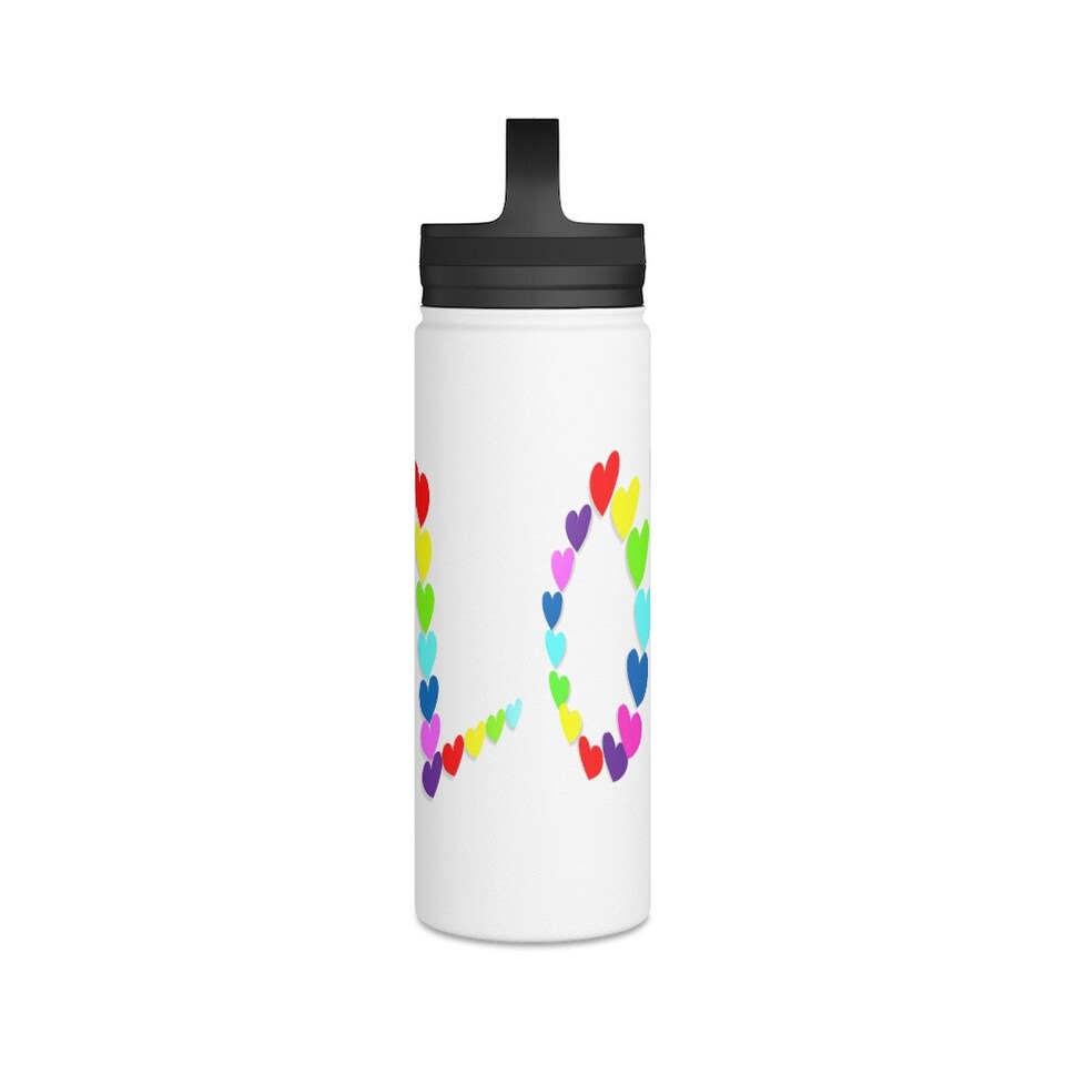 Love/ heart themed Stainless Steel Water Bottle, Handle Lid