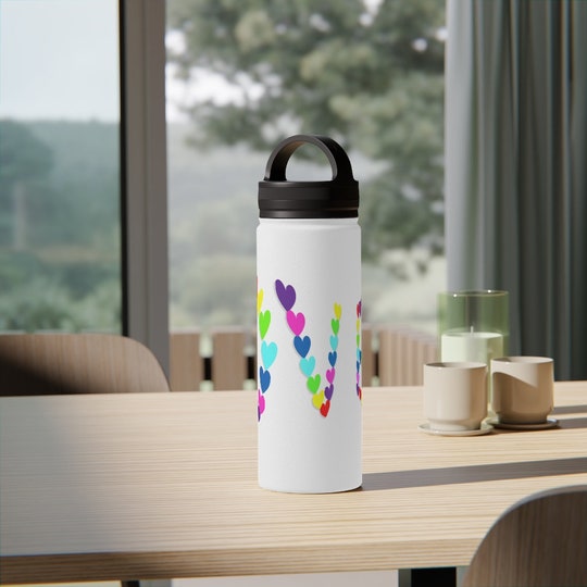 Love/ heart themed Stainless Steel Water Bottle, Handle Lid