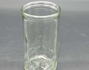 Jelly Jar Glasses, Juice, Patchwork Pattern, Mid Century, Clear Glass, Recycle, Upcycle, Re Use