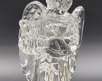 Castiçal de cristal em forma de anjo tocando alaúde, Natal