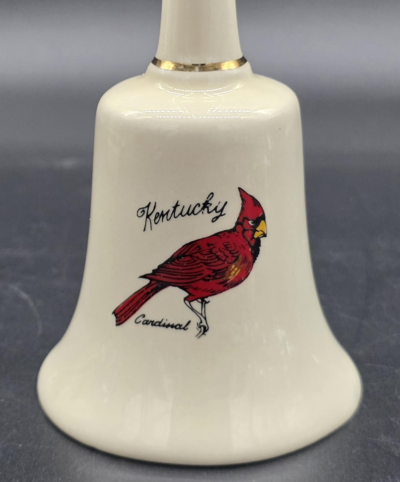 Ivory and Gold Ceramic Bell Kentucky Souvenir Red Cardinal - Etsy