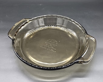 Plato hondo para tarta de vidrio marrón de un cuarto de galón, acanalado, para servir y hornear.