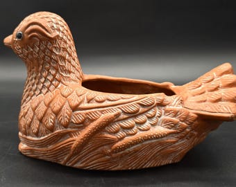 1985 Teleflora Bird Planter, Terra Cotta, Red Clay