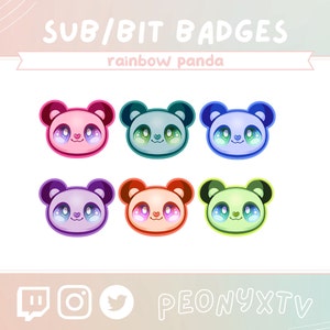 Cute Panda - rainbow twitch badges // Twitch badges // Pandas // Kawaii twitch