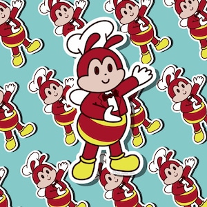 Jollibee Mascot 1.75x3.25inch Sticker | Die Cut | Waterproof Decal | Foodie | Hydroflask