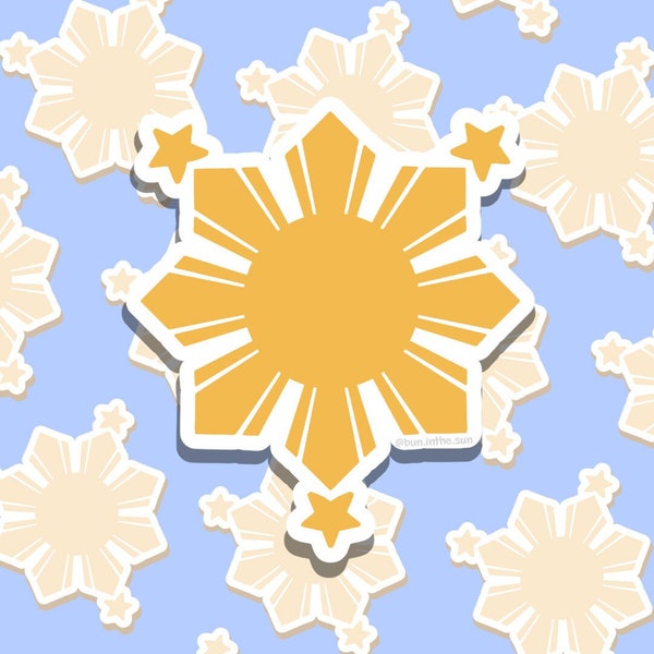 Filipino Sun 2.3x2.7inch Sticker | Die Cut | Waterproof Decal | Philippines | Basketball | Hydroflask