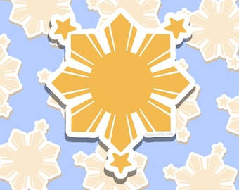 May include: A yellow sun with eight rays, surrounded by eight white stars, on a blue background. The sun and stars are outlined in white. The text "@bun.inthe.sun" is at the bottom of the image.