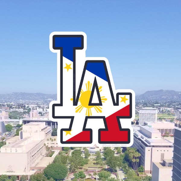 LA Filipino Flag 2.8x2.2 inch Sticker | Die Cut | Waterproof Decal | Los Angeles | Philippines | Dodgers | Hydroflask