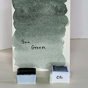 Handmade Watercolor Paint in Shade Sea Green, Matte Watercolor Paint, Half Pan, Artist Quality, Granulating Watercolor Paint.