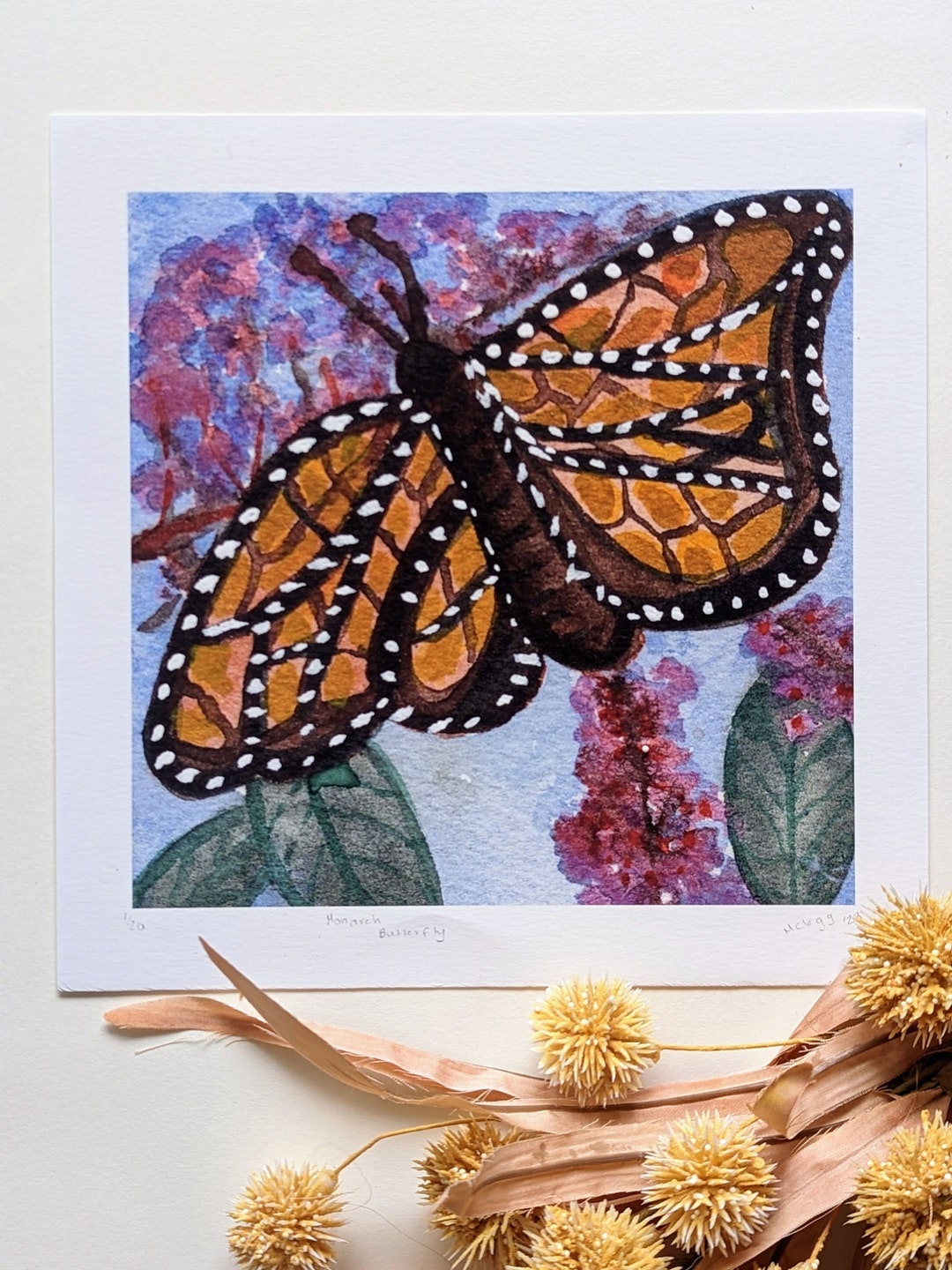 Monarch Butterfly Watercolor Art Print. 8” X 8”. Butterfly Art Print ...