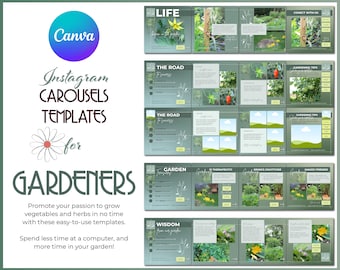 Instagram Carousels for Gardeners, Canva Templates, Gardening Content Ideas, Gardening Quotes,