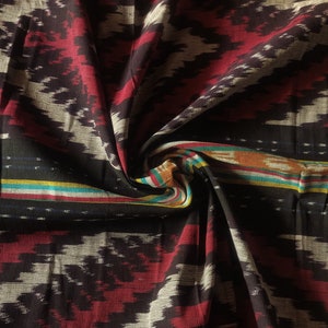 Red Ikat geometric  vintage pattern fabric classic soft Cotton java bali traditional