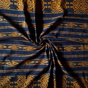 Hand woven Gold ikat pattern tribal fabric Traditional textile artists perfect for home decor fabric