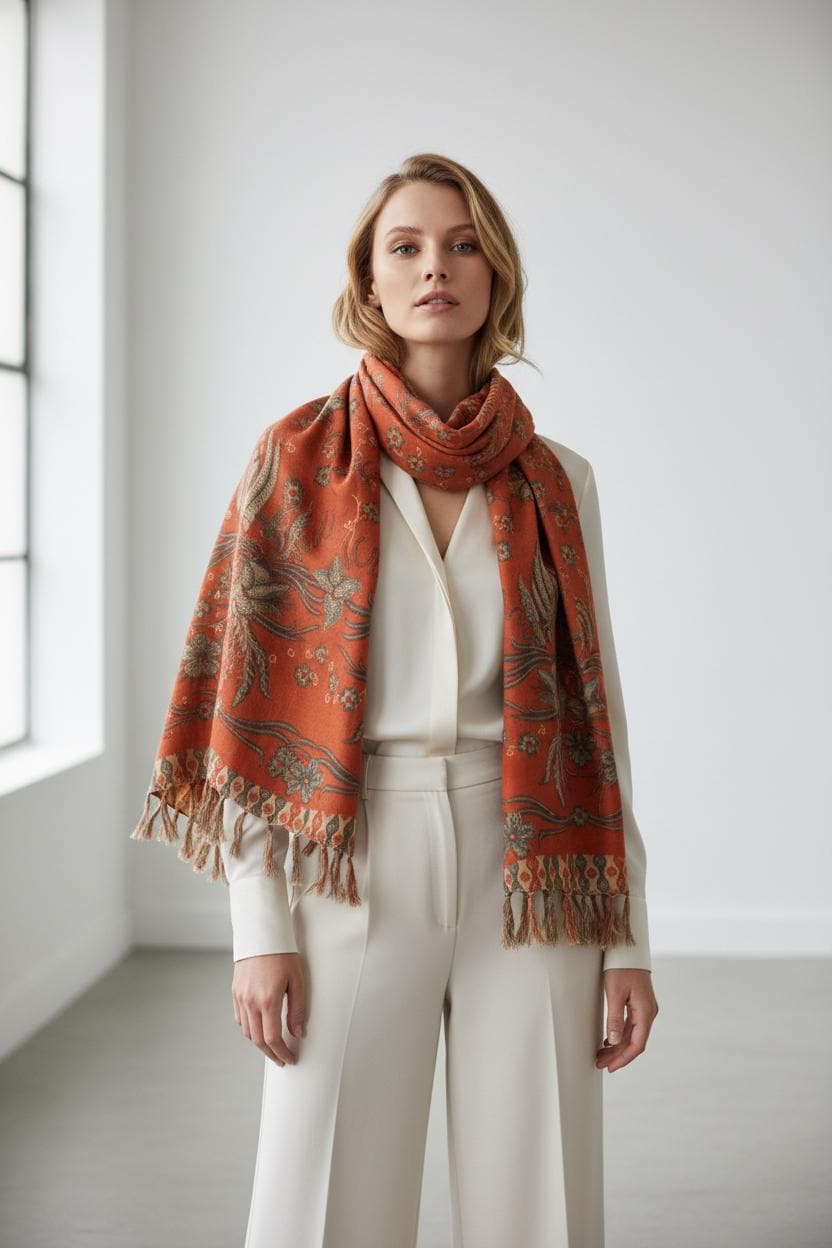 Rust Floral Shawl - Etsy
