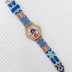 Bohemian wood watch handmade Embroidery Halloween Gift idea
