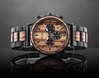 Zebra Wood Men's Watch with Mixed Wood and Metal Strap – professional attire casual work style