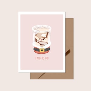 Cartão de Natal Taho-Ho-Ho | Em branco por dentro | Cartão filipino tagalo fofo, feriado de Natal, trocadilho