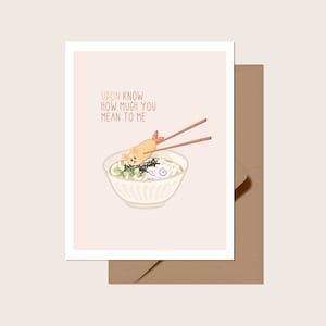 Udon, so quanto sei importante per me, biglietto d'auguri Corgi / vuoto all'interno / biglietto carino Corgi, amore e anniversario, gioco di parole