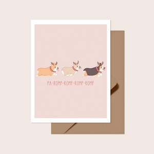 Corgi-wenskaart | Blanco binnenkant | Leuke kerstkaart, kerstmis, konijntje