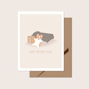 Feliz cumpleaños Oldie Corgi Tarjeta de felicitación / En blanco por dentro / Linda tarjeta de cumpleaños, Punny