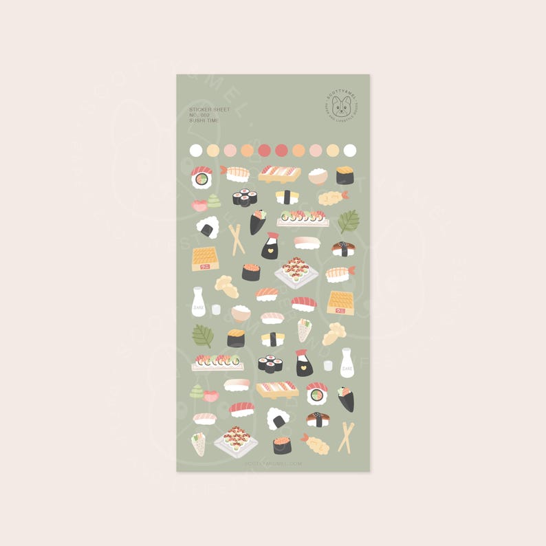Sushi Sticker Sheet | Cute Matte Vinyl Journal Stickers - Etsy