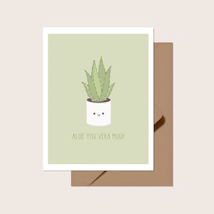Aloe Vera Beaucoup Carte De Vœux | Blanc à l'intérieur | Amour mignon et anniversaire, Punny
