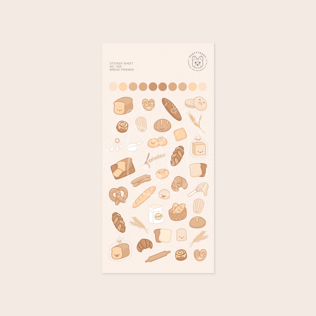 Bread Rusk Sticker Bread Friends Sticker Sheet | Cute Journal Stickers - Etsy