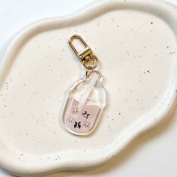 Corgi Boba Acrylic Keychain