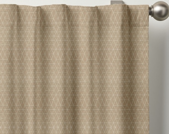 Sustainable Luxury: Eco-Friendly Organic Cotton Jacquard Curtains with Geometric Triangles (Light Filtering/Blackout) Single or Set of 2