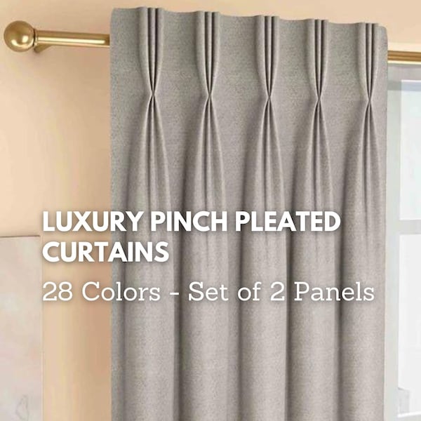Luxus-Prise Plissee Leinen strukturierte gewebte Vorhänge | 2-teiliges Panel | Baumwolle gefüttert | extra lange und extra breite Paneele erhältlich