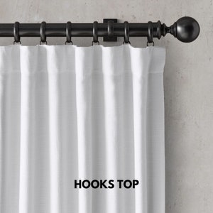 Italian textured weave linen curtains organic cotton lining hooks top heading style sold as a single panel image 5