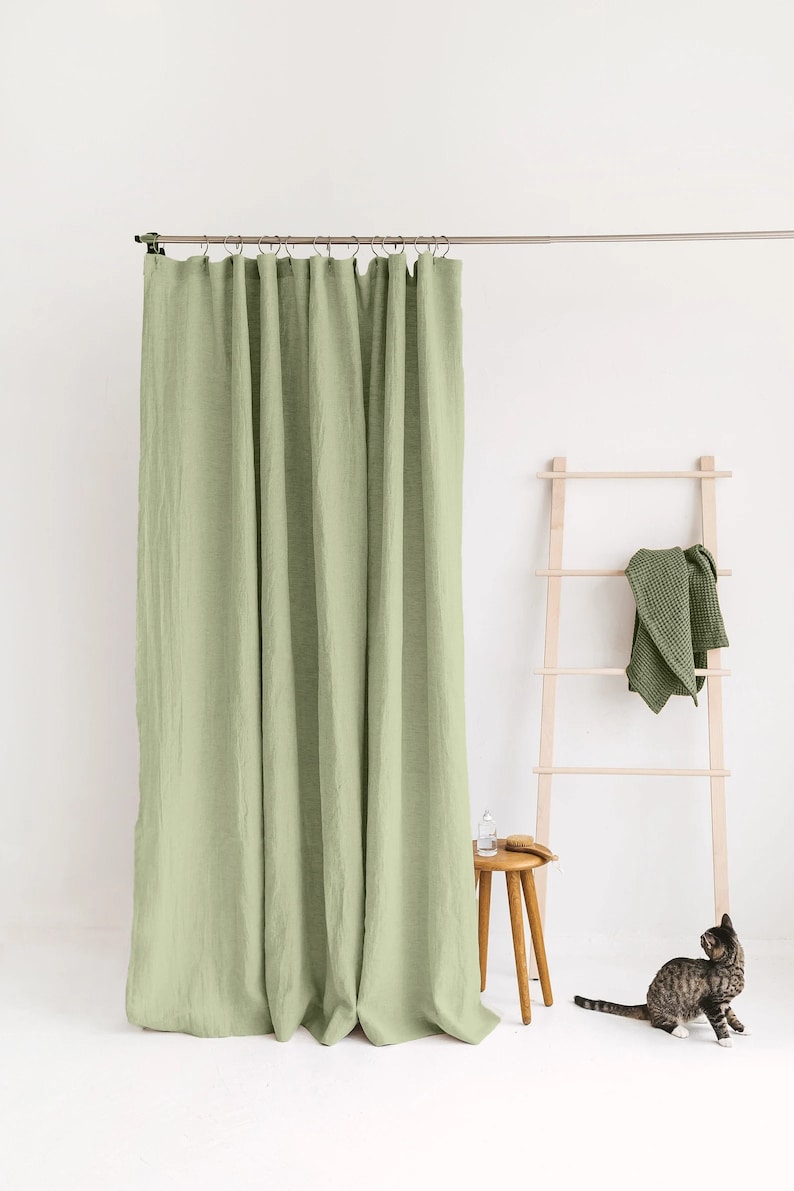 100% organic linen gots certified shower curtain chemical free looks rustic yet elegant completelyhandmade Sage