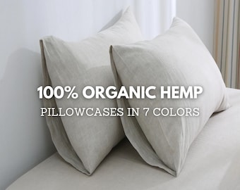Organic hemp pillowcases | set of 2 pieces | envelope closure | throw pillowcases | bed pillowcases | multiple sizes available