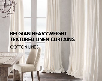 Organische handgemaakte linnen achtergordijnen met katoenen voering | kan ook opgehangen worden met haken | 56 kleuren | extra brede en extra lange panelen