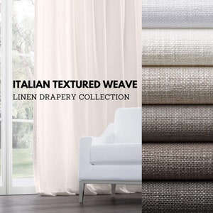 Italian textured weave linen curtains | organic cotton lining | hooks top heading style | sold as a single panel